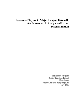Japanese Players in Major League Baseball: an Econometric Analysis of Labor Discrimination