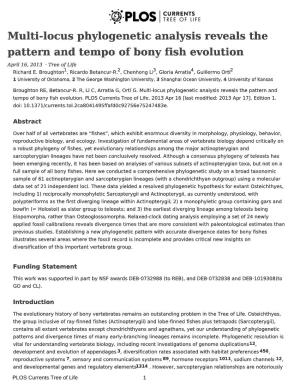 Multi-Locus Phylogenetic Analysis Reveals the Pattern and Tempo of Bony Fish Evolution