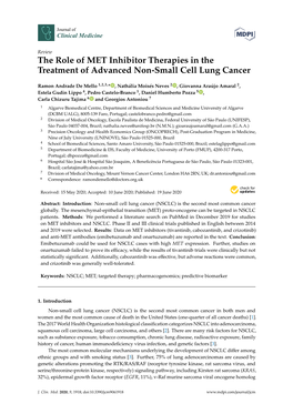 The Role of MET Inhibitor Therapies in the Treatment of Advanced Non-Small Cell Lung Cancer