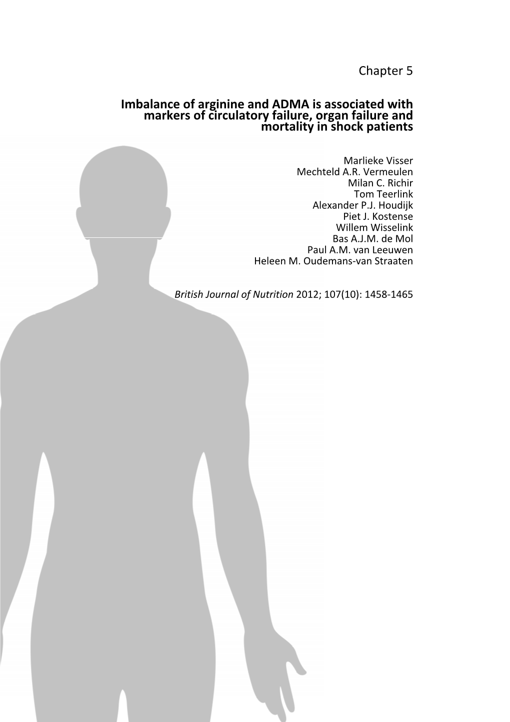 Chapter 5 Imbalance of Arginine and ADMA Is Associated with Markers Of