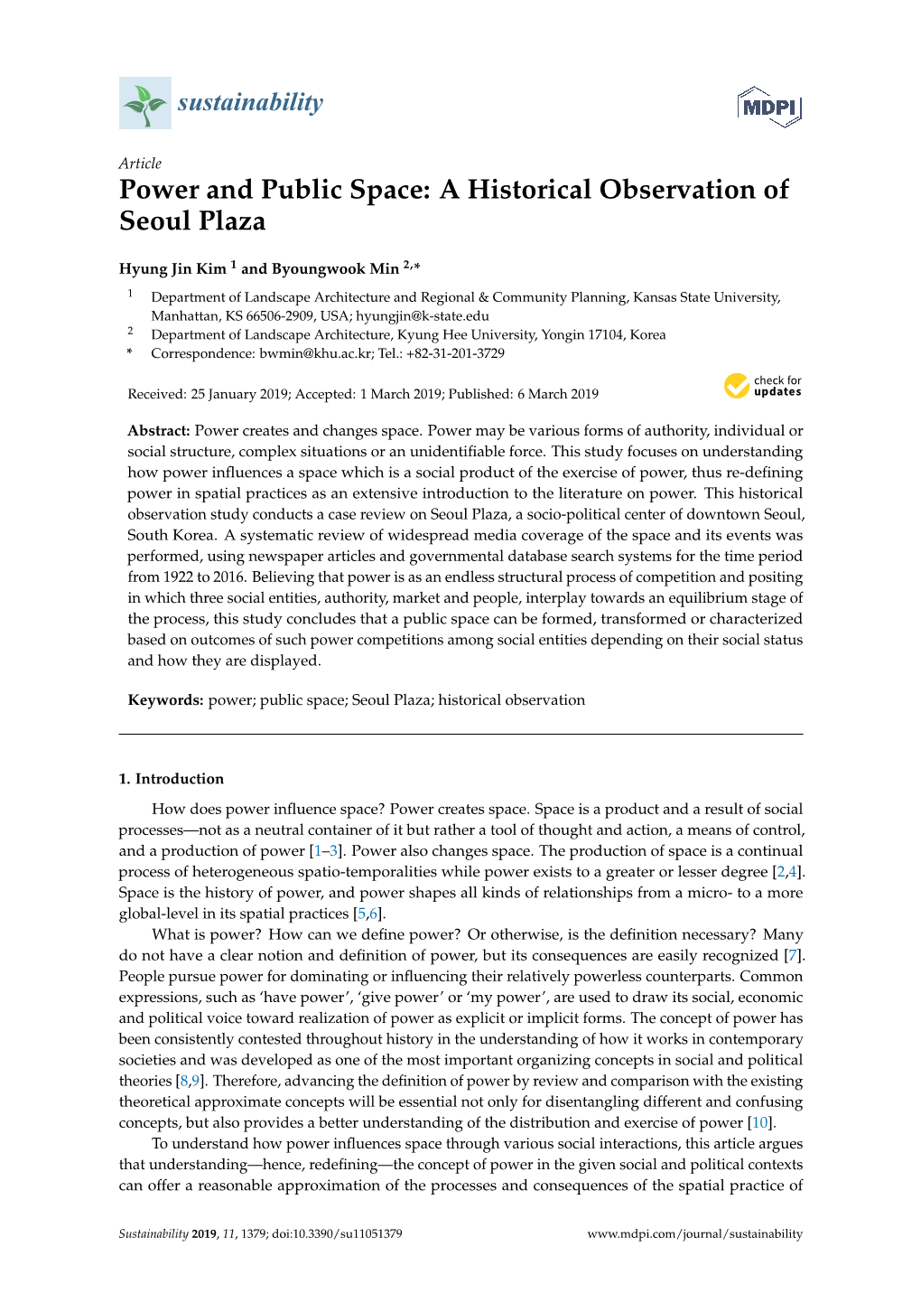 Power and Public Space: a Historical Observation of Seoul Plaza