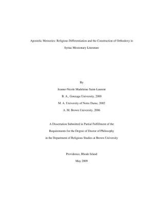 Religious Differentiation and the Construction of Orthodoxy in Syriac