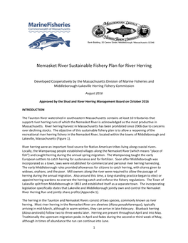 Nemasket River Sustainable Fishery Plan for River Herring