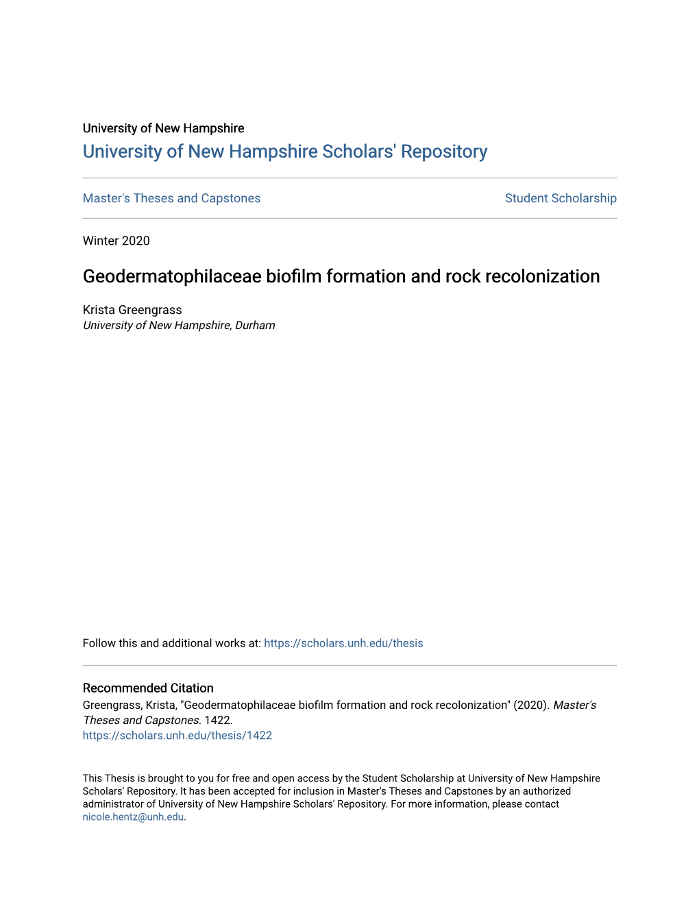 Geodermatophilaceae Biofilm Formation and Rock Recolonization