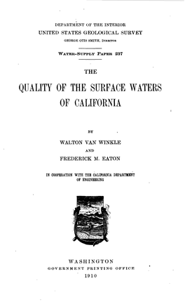 Quality of the Surface Waters of California