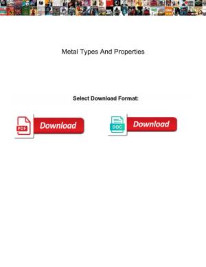 Metal Types and Properties
