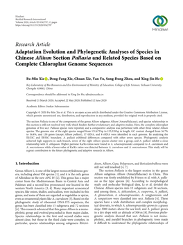 Adaptation Evolution and Phylogenetic Analyses of Species in Chinese Allium Section Pallasia and Related Species Based on Complete Chloroplast Genome Sequences