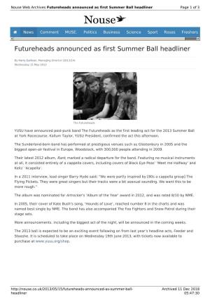 Futureheads Announced As First Summer Ball Headliner | Nouse