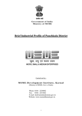 Brief Industrial Profile of Panchkula District
