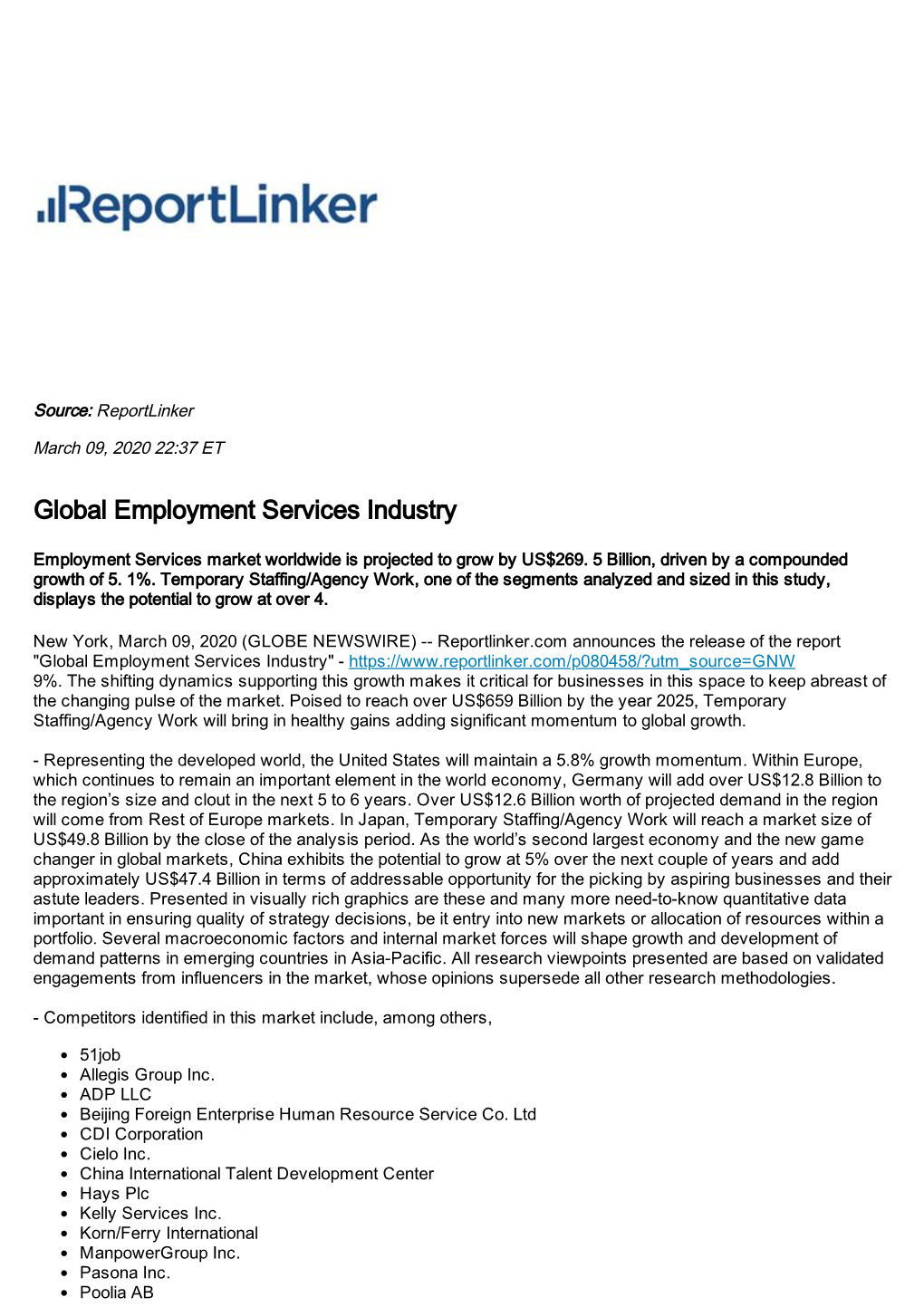 Global Employment Services Industry