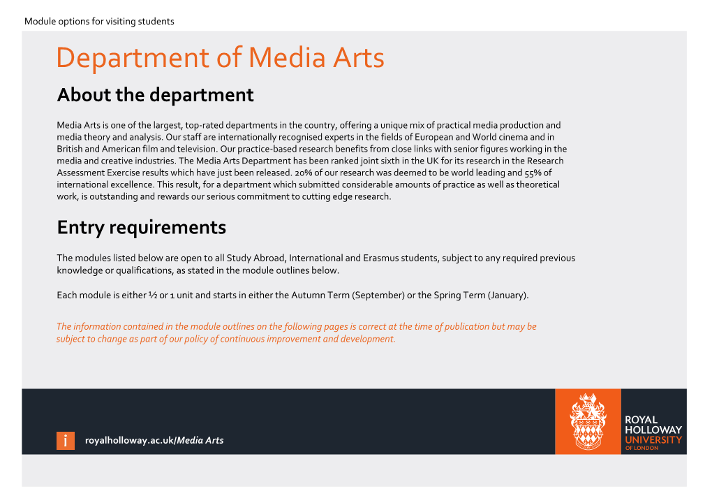 Department of Media Arts