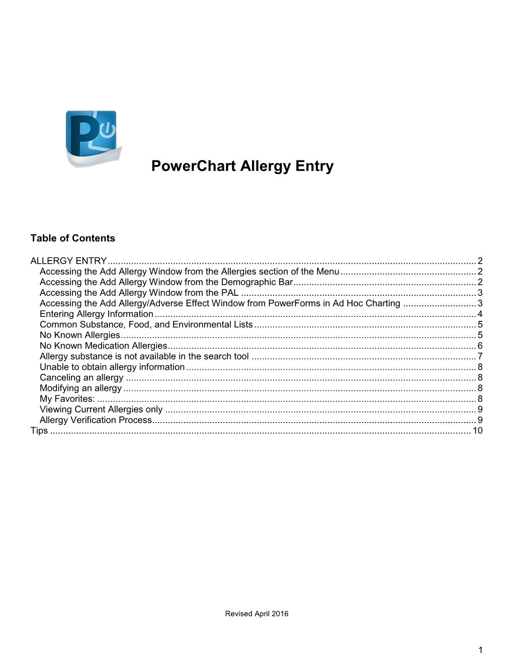 Allergy Entry in Powerchart