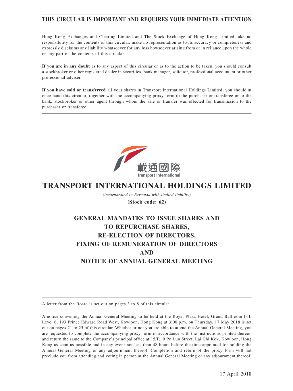 Transport International Holdings Limited