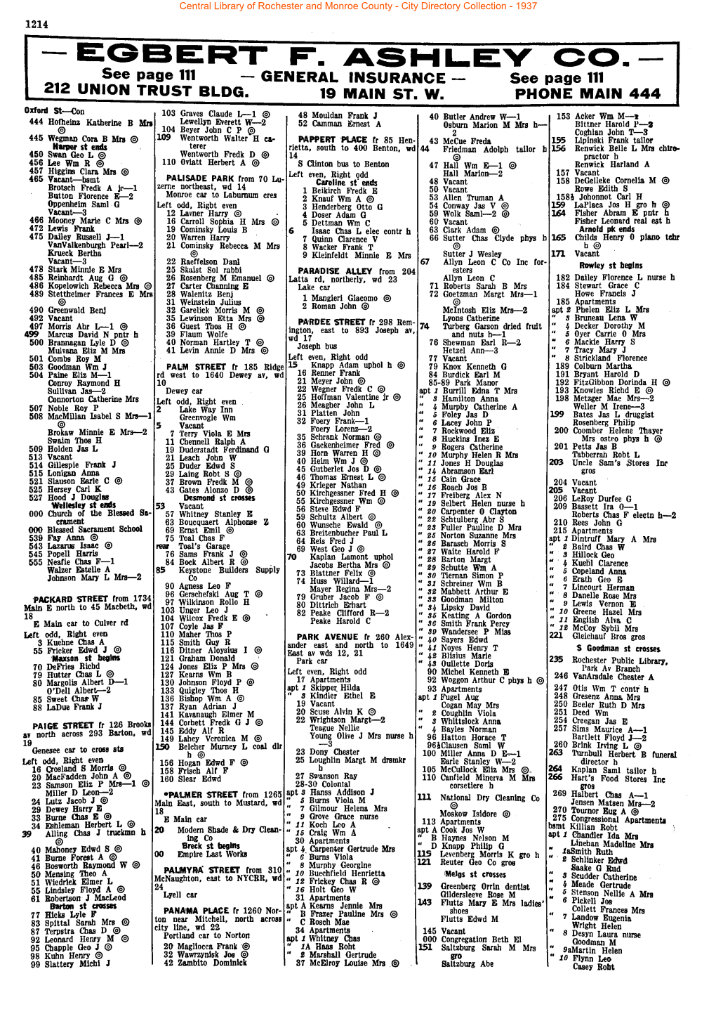 F\ ASH See Page 111 GENERAL INSURANCE See Page 111 212 UNION TRUST BLDG