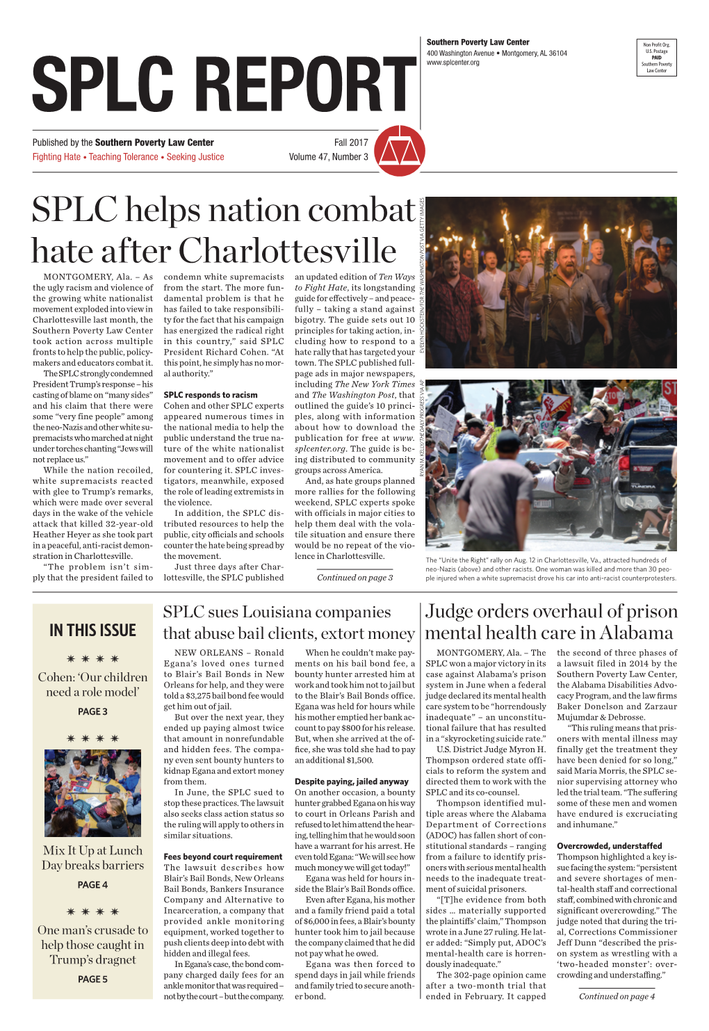 SPLC Helps Nation Combat Hate After Charlottesville MONTGOMERY, Ala