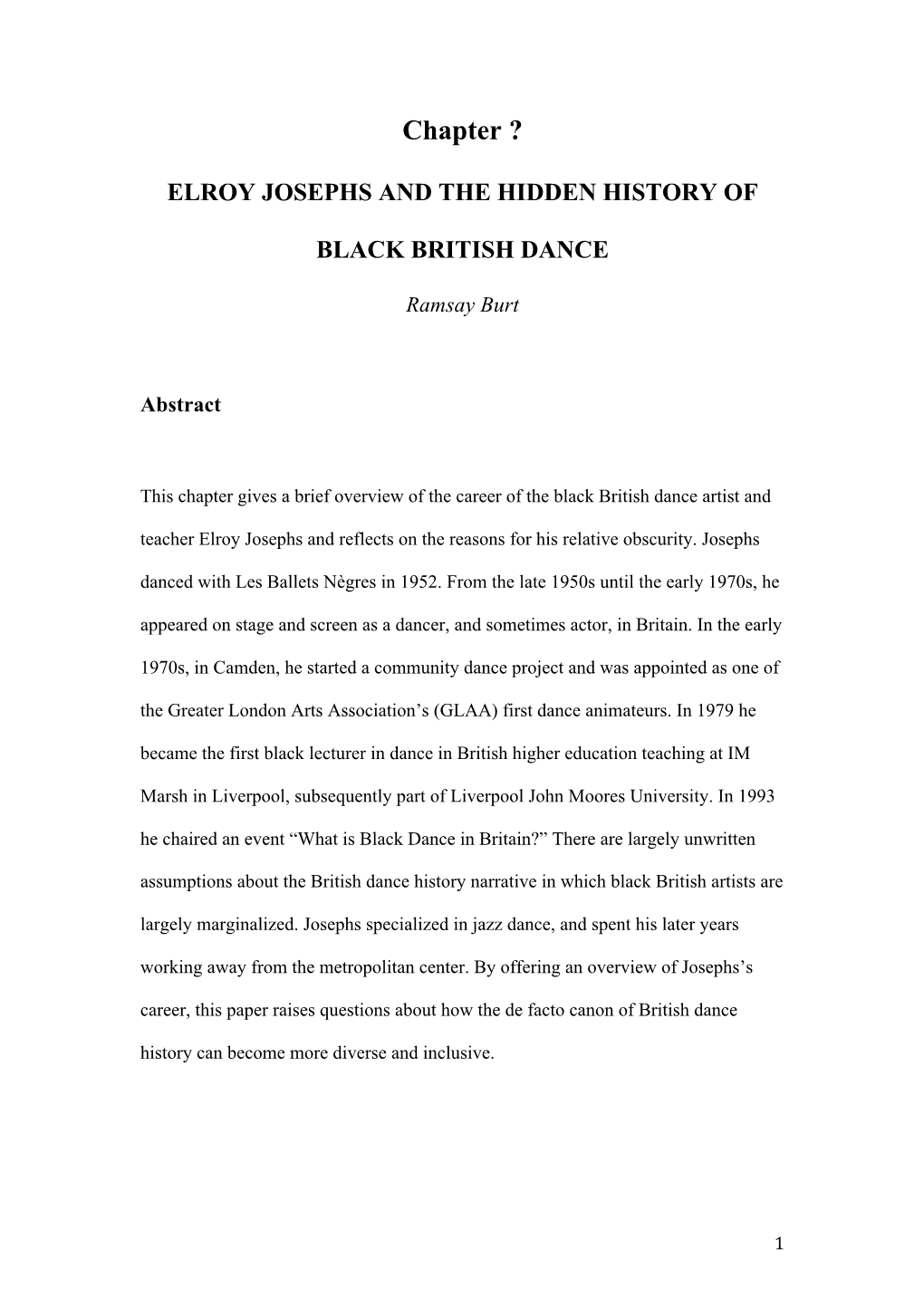 Elroy Josephs and the Hidden History of Black British Dance