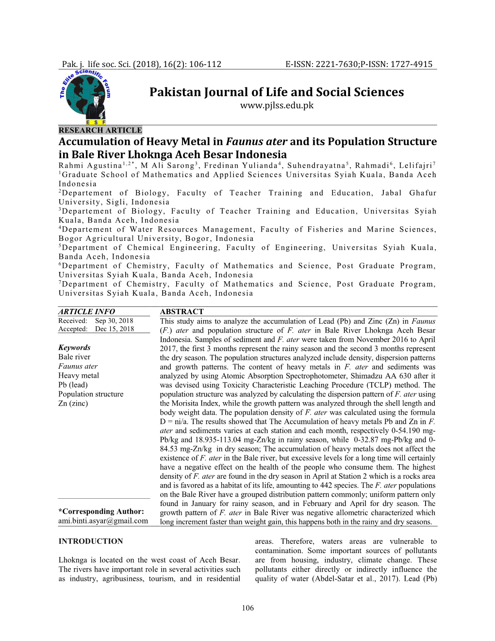 Pakistan Journal of Life and Social Sciences