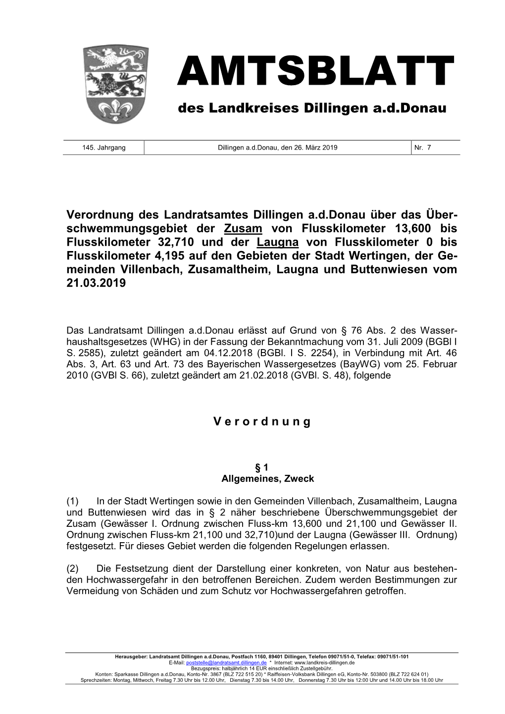 AMTSBLATT Des Landkreises Dillingen A.D.Donau