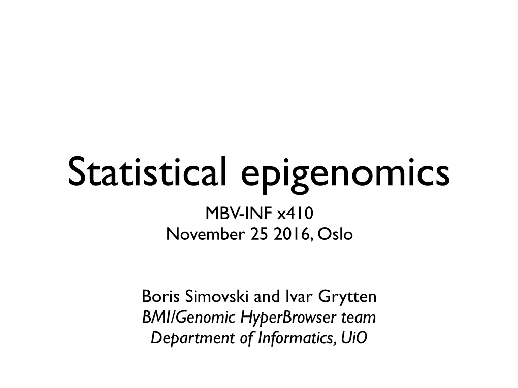 Statistical Genomics 2016