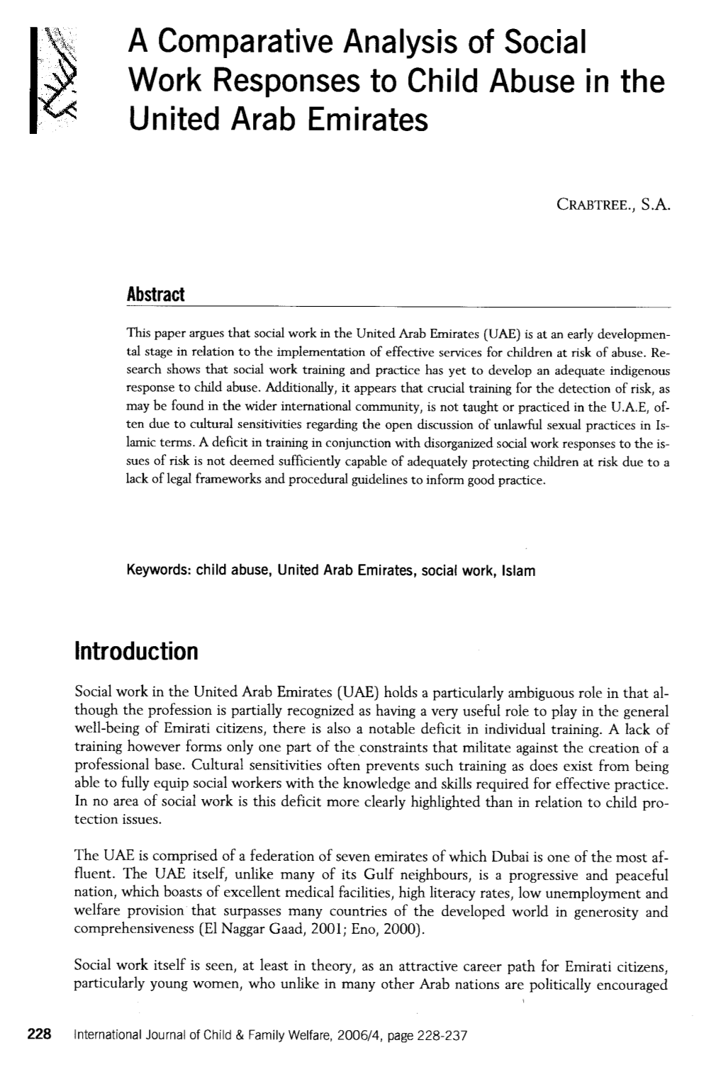 A Comparative Analysis of Social Work Responses to Child Abuse in the United Arab Emirates