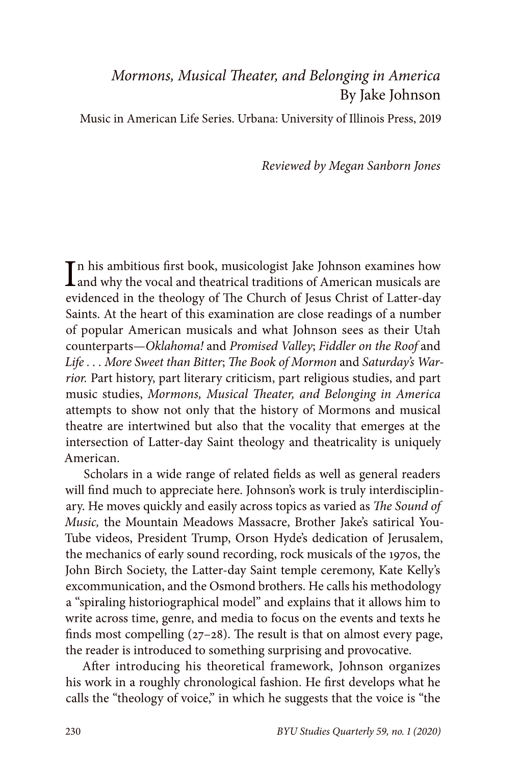 Mormons, Musical Theater, and Belonging in America by Jake Johnson Music in American Life Series