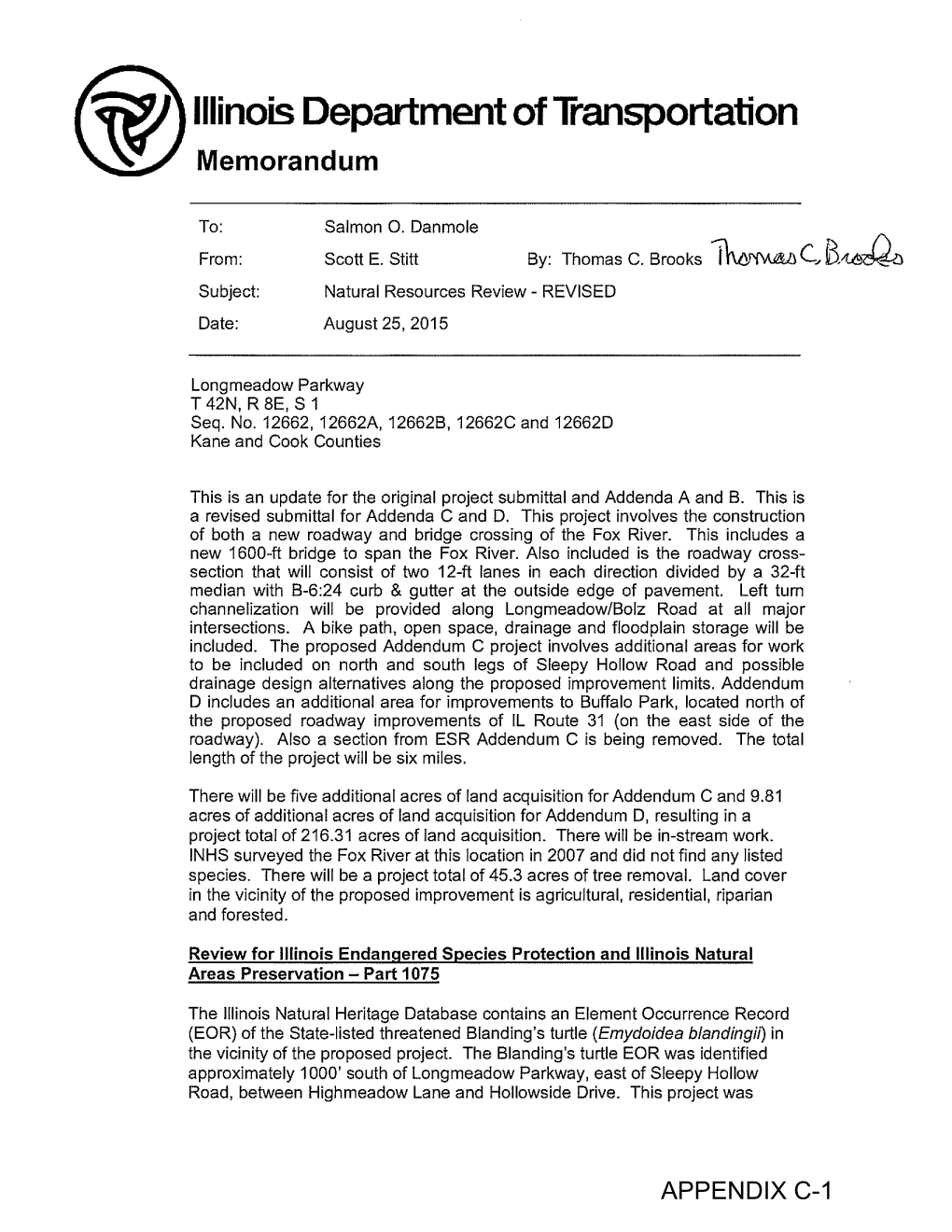 APPENDIX C-1 APPENDIX C-2 APPENDIX C-3 APPENDIX C-4 USFWS: Illinois Threatened and Endangered Species