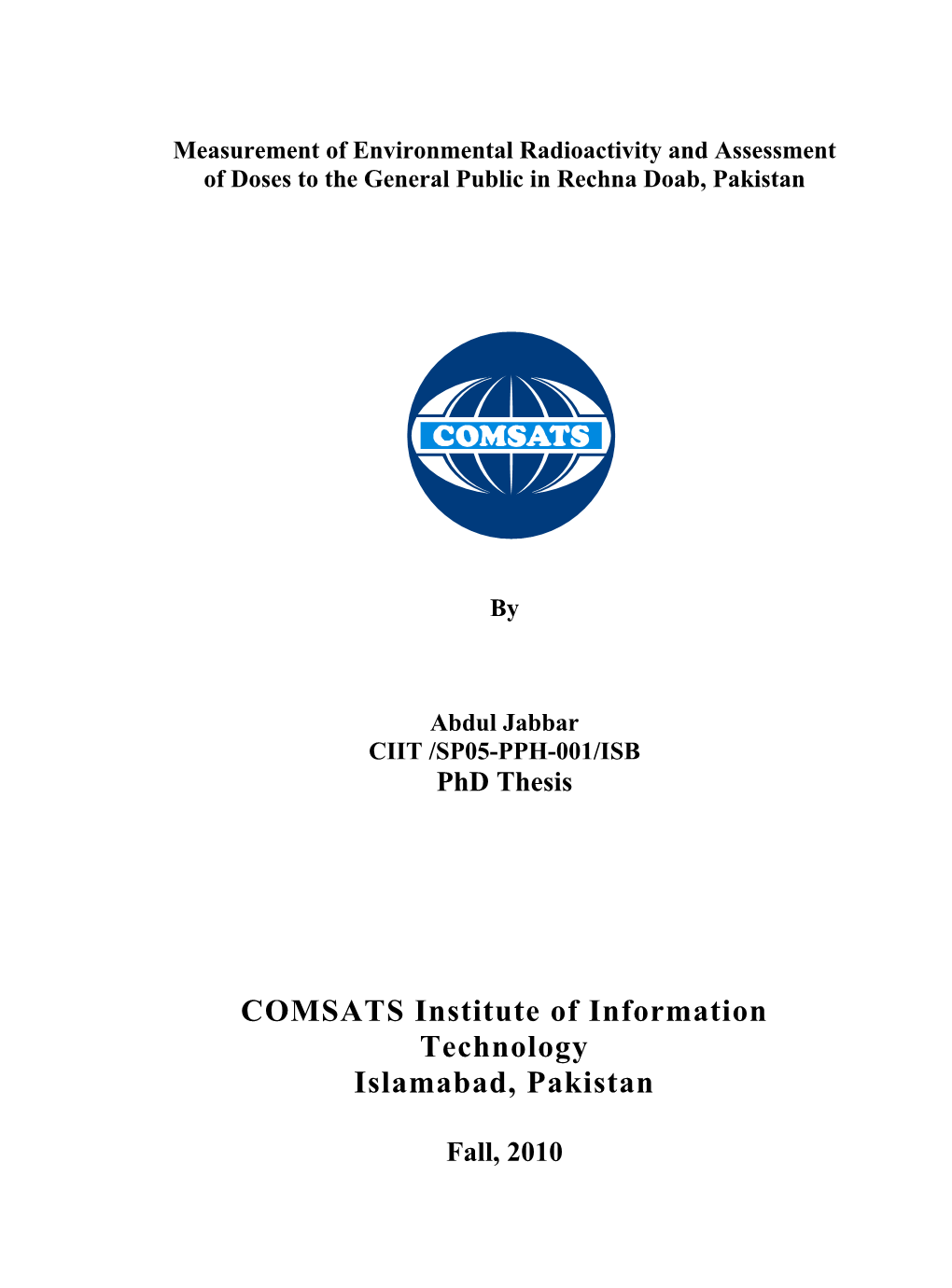 Abdul Jabbar CIIT /SP05-PPH-001/ISB Phd Thesis