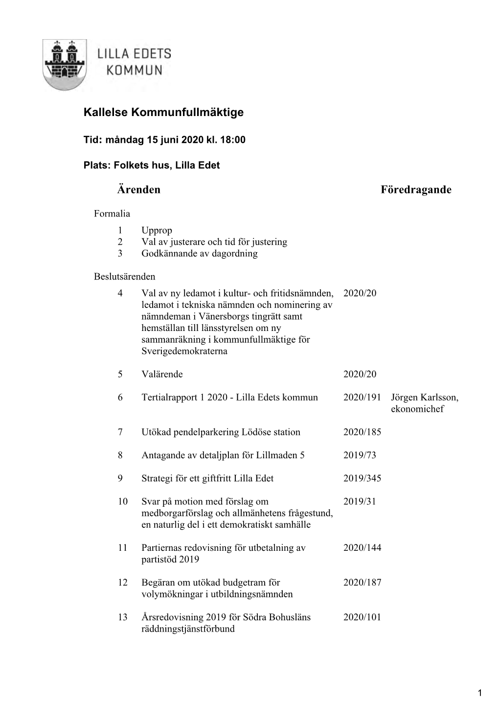 Kallelse KF 2020-06-15.Pdf
