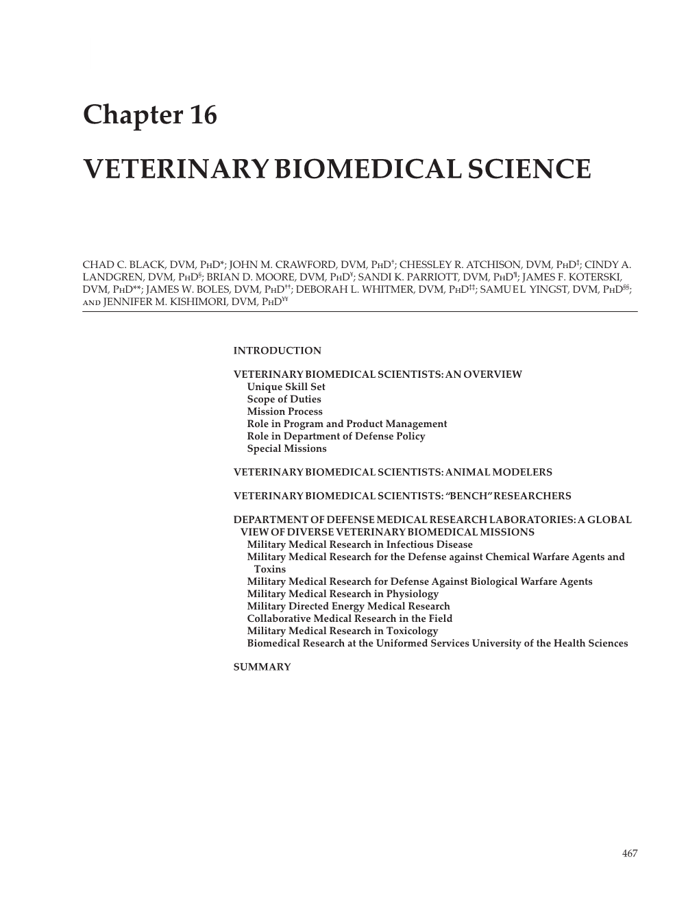 Chapter 16 VETERINARY BIOMEDICAL SCIENCE