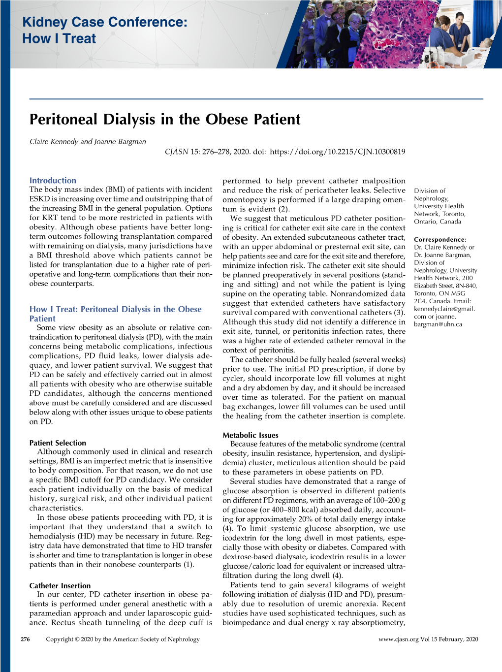 Peritoneal Dialysis in the Obese Patient