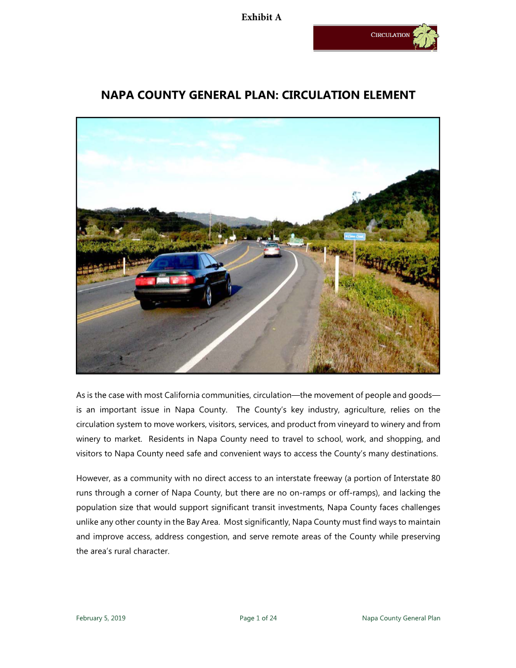 Napa County General Plan: Circulation Element