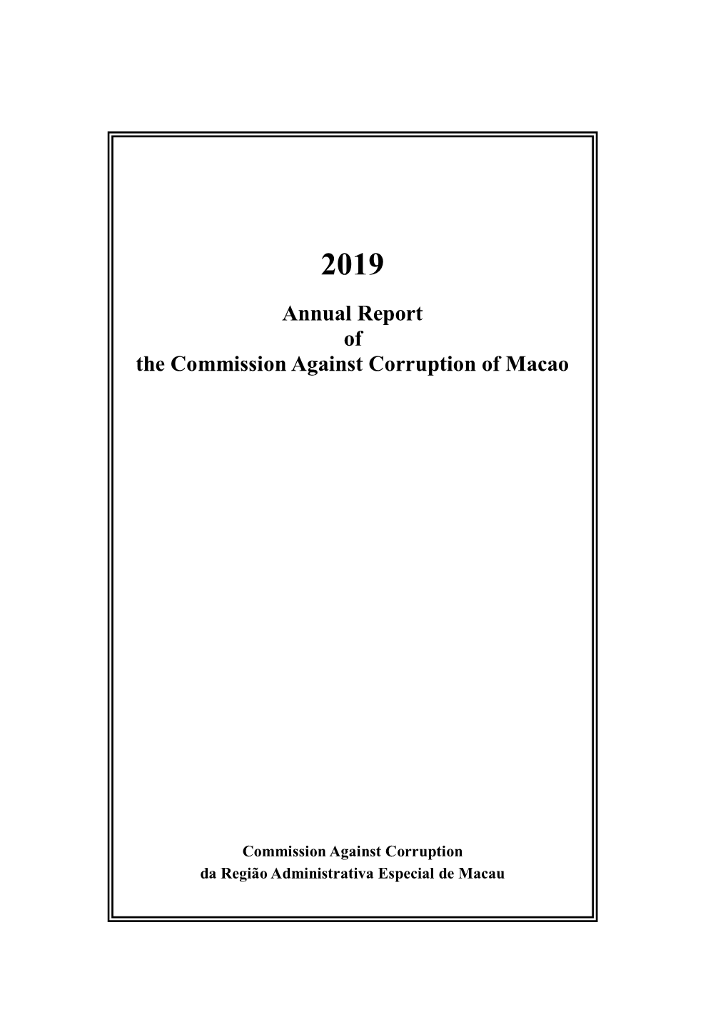Annual Report of the Commission Against Corruption of Macao