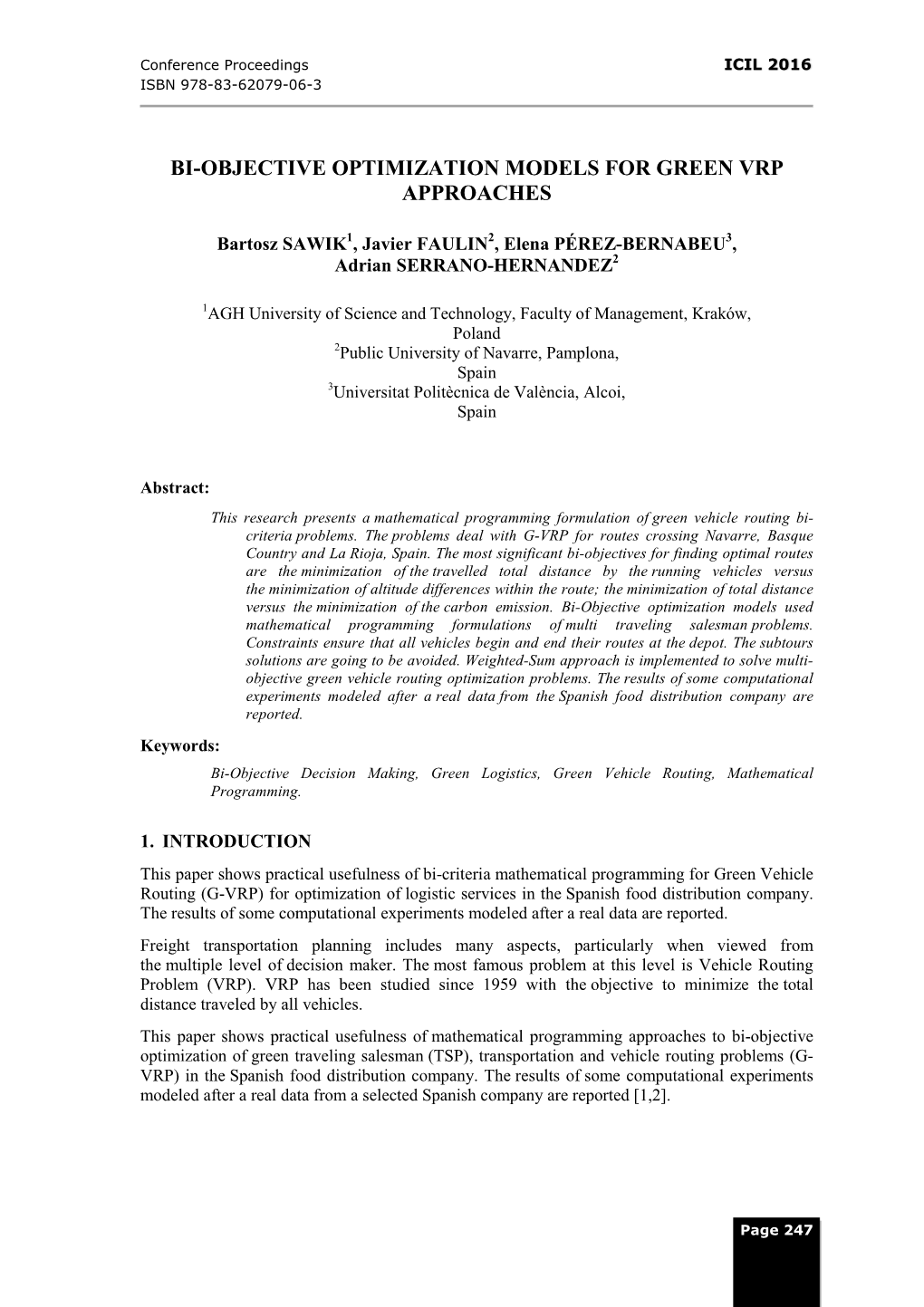 Bi-Objective Optimization Models for Green Vrp Approaches