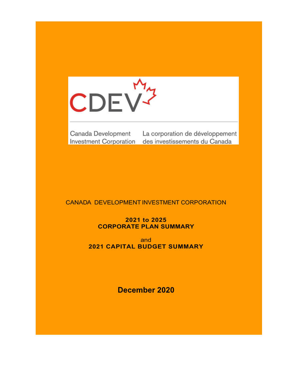 CDEV Corporate Plan Summary 2021