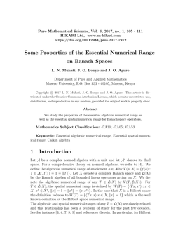 Some Properties of the Essential Numerical Range on Banach Spaces