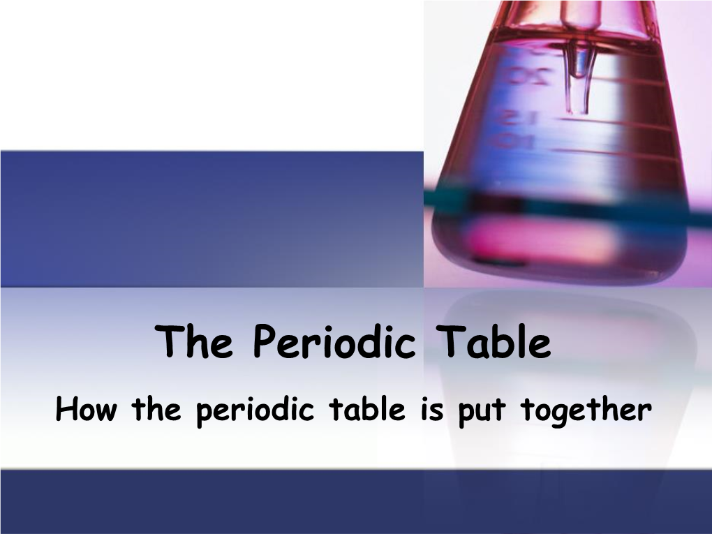 The Periodic Table How the Periodic Table Is Put Together - DocsLib