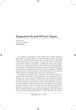 Perspectives on and of Livy's Tarpeia