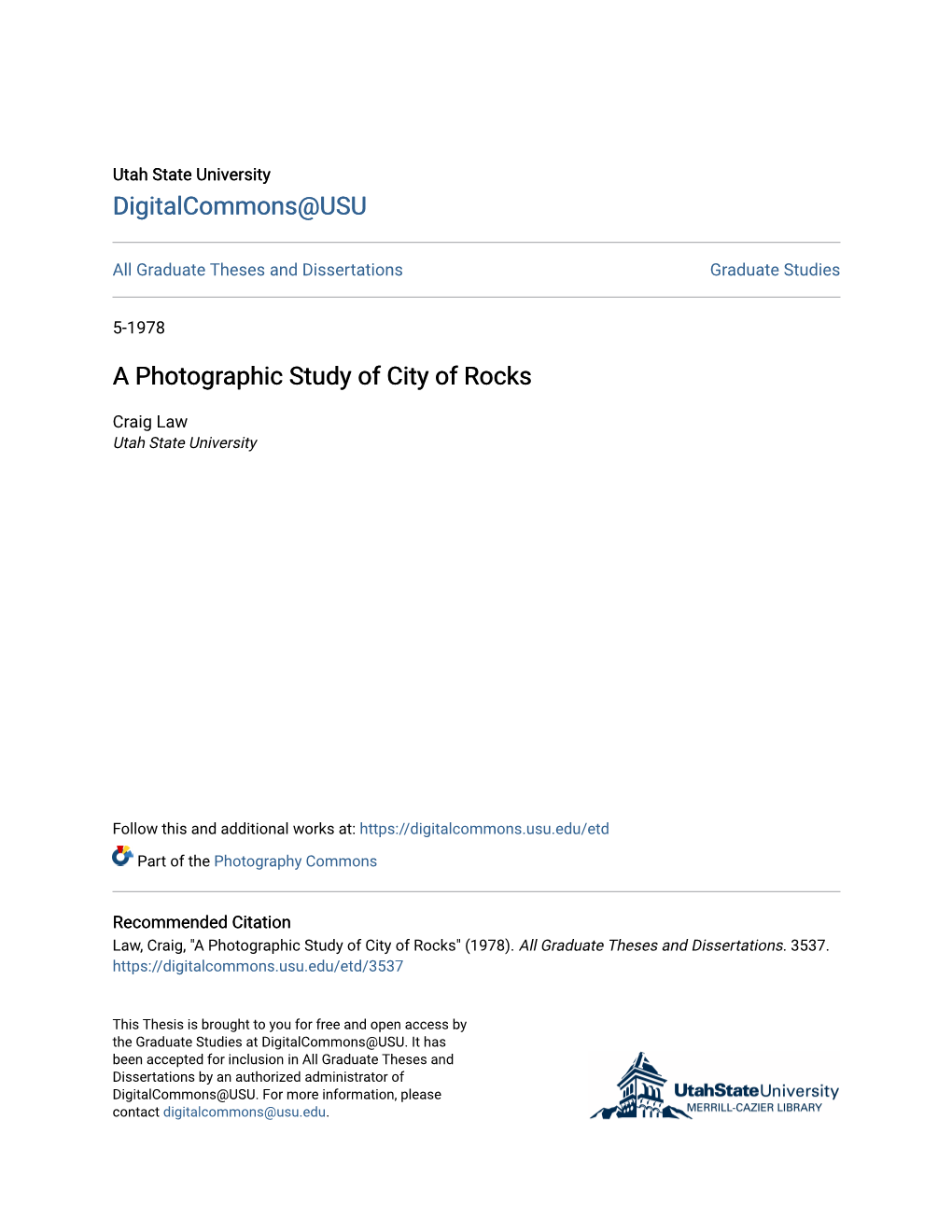 A Photographic Study of City of Rocks