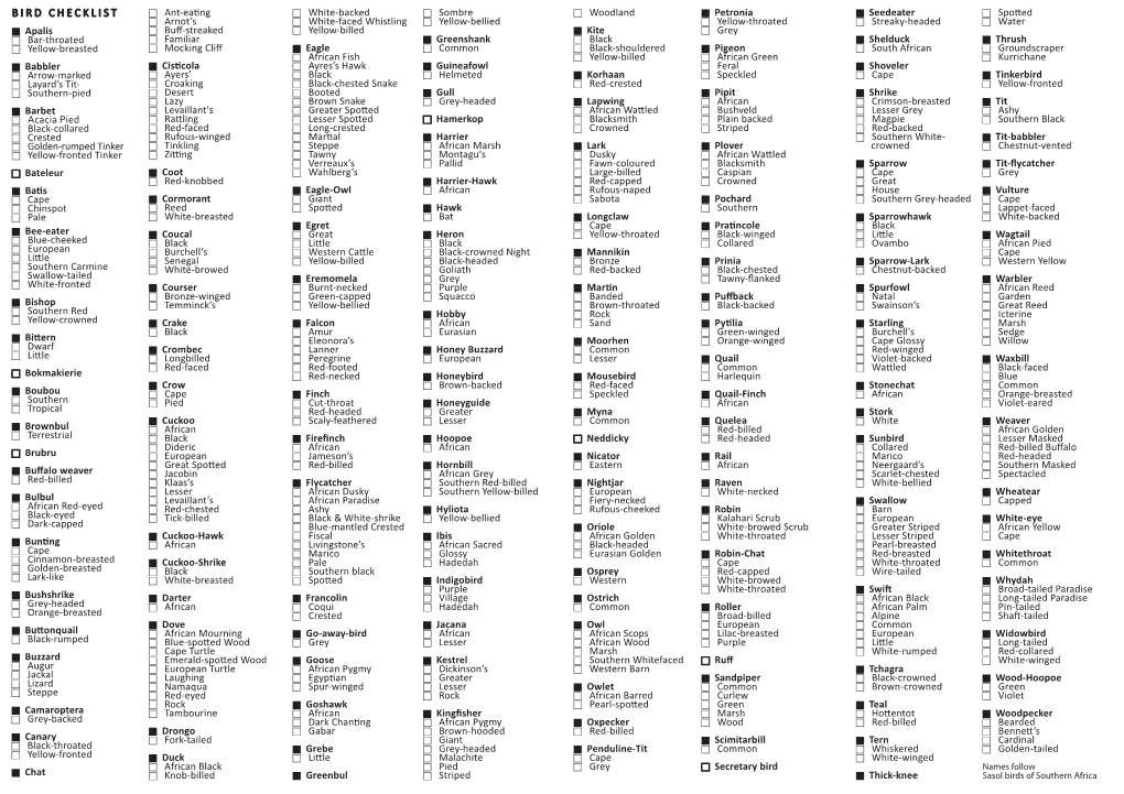 Sightings List May2020