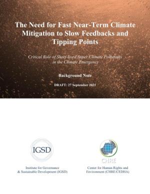 The Need for Fast Near-Term Climate Mitigation to Slow Feedbacks and Tipping Points