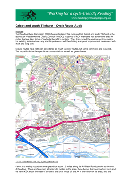 Calcot and South Tilehurst - Cycle Route Audit