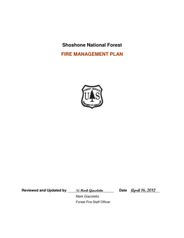 Shoshone National Forest Fire Management Plan for 2012