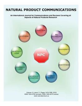 Volume 13. Issue 11. Pages 1419-1568. 2018 ISSN 1934-578X (Printed); ISSN 1555-9475 (Online) NPC Natural Product Communications