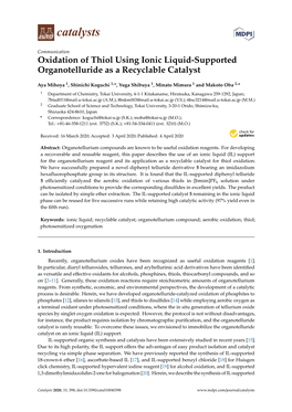 Oxidation of Thiol Using Ionic Liquid-Supported Organotelluride As a Recyclable Catalyst