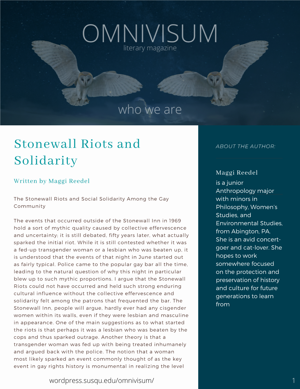 Stonewall Riots and Solidarity