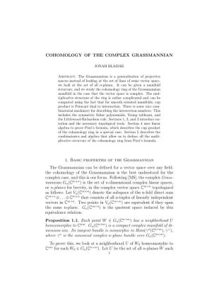 Cohomology of the Complex Grassmannian