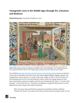 Transgender Lives in the Middle Ages Through Art, Literature, and Medicine