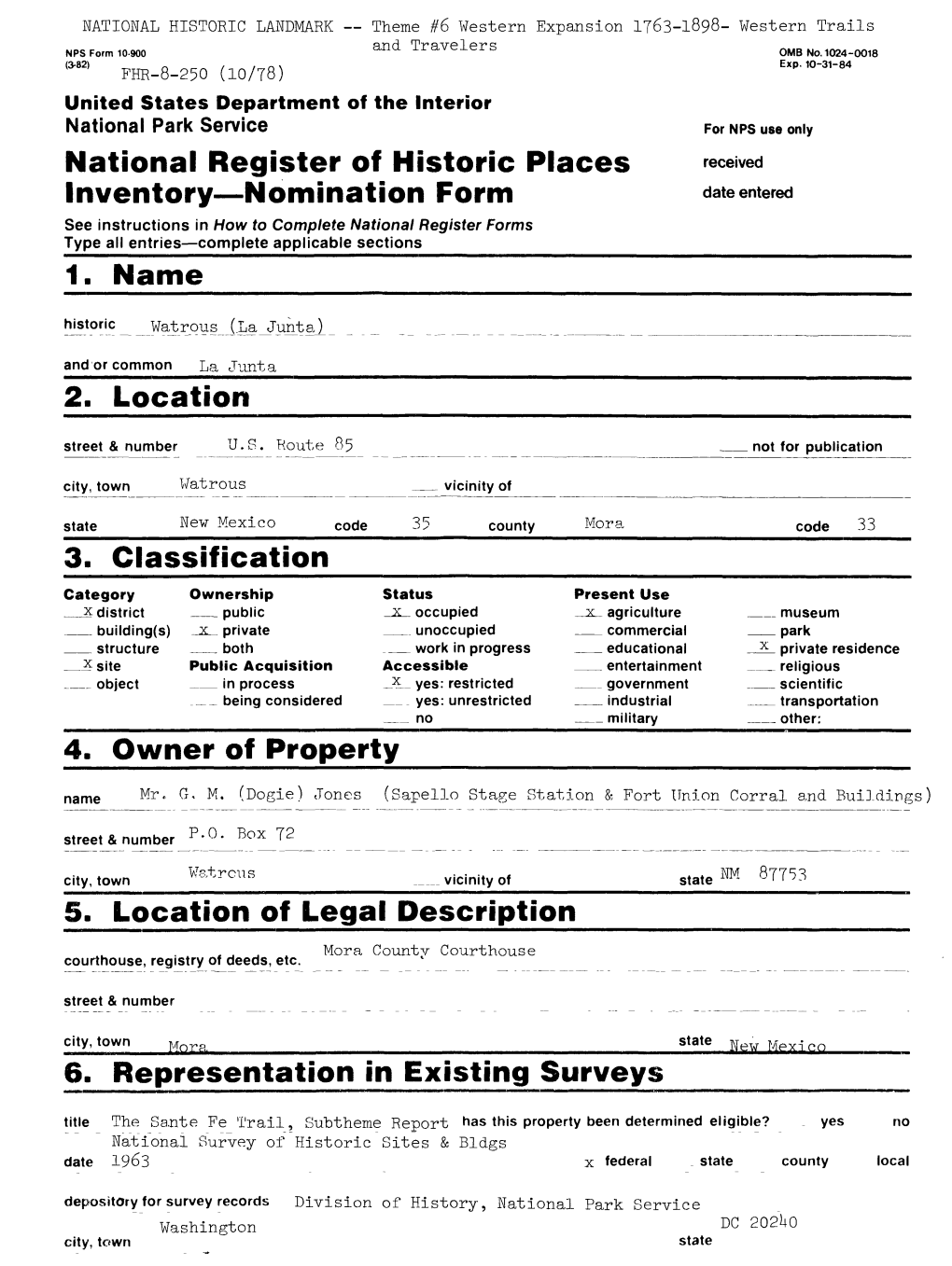 National Register of Historic Places Inventory Nomination Form 1