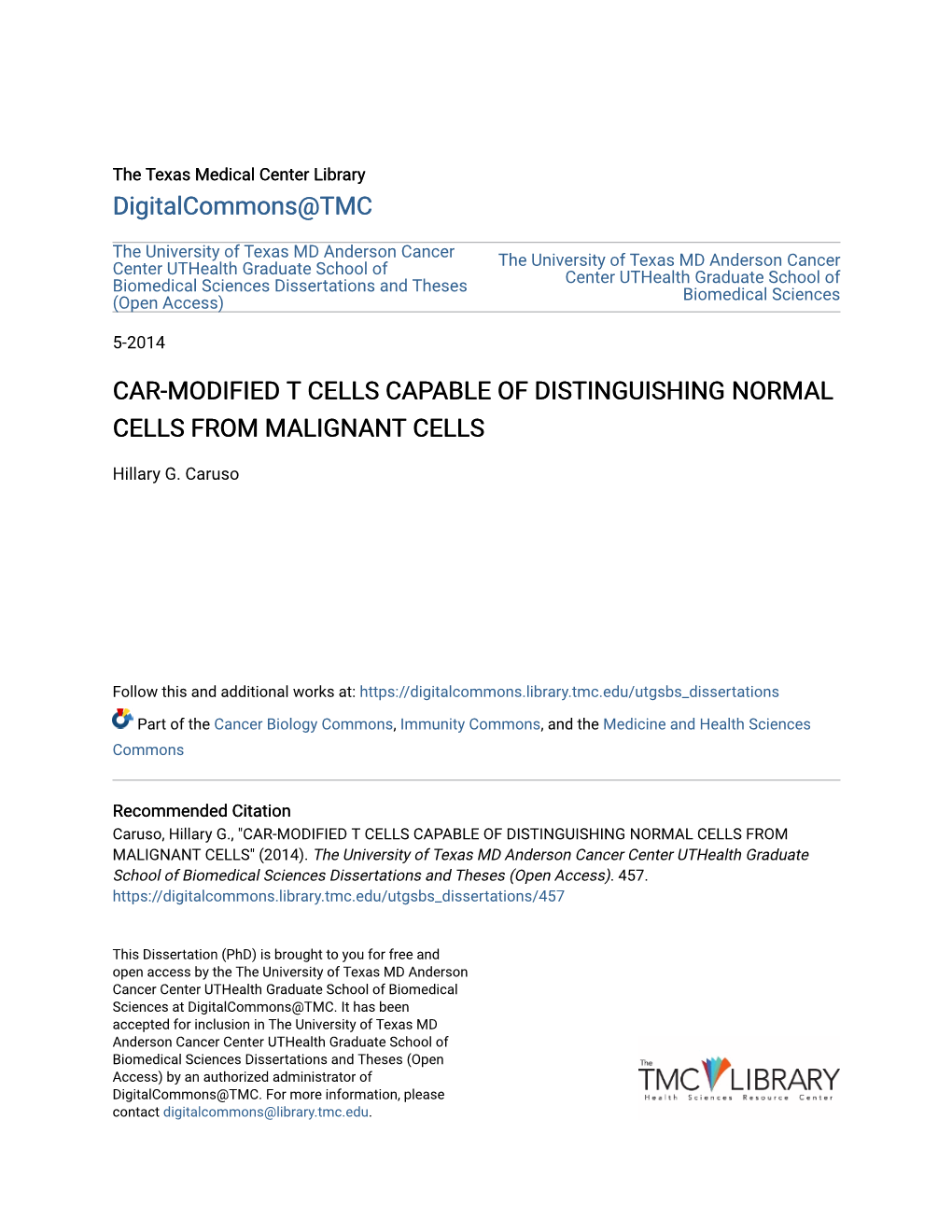 Car-Modified T Cells Capable of Distinguishing Normal Cells from Malignant Cells