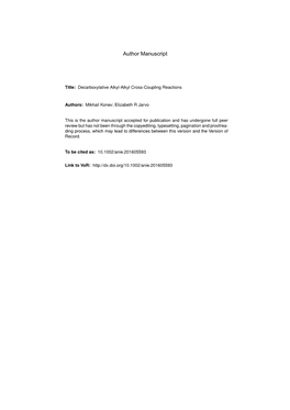 Decarboxylative Alkyl–Alkyl Cross‐Coupling Reactions